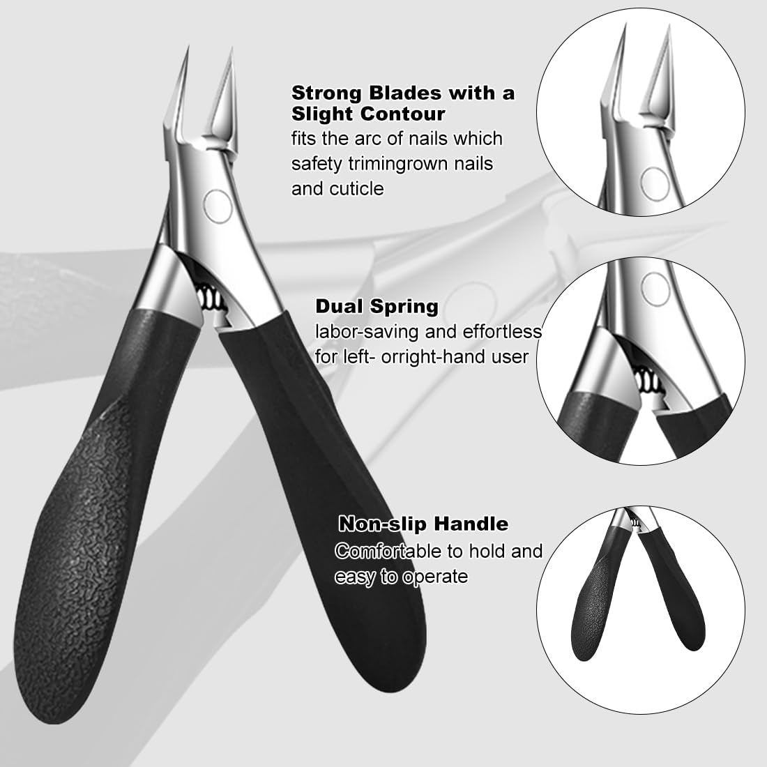 Nail Scissors for Deep Ingrown Toenails Made of Stainless Steel, Cuticle Scissors, Cuticle Remover, Professional, Precision Nail Scissors for Toenails and Fingernails, Black image number 2