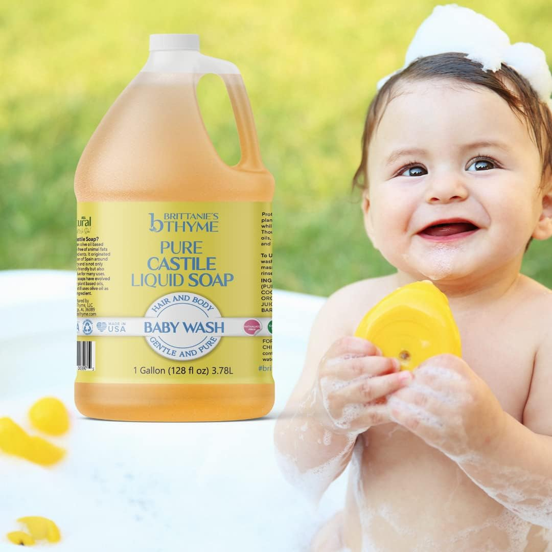 Brittanie'S Thyme Organic Pure Castile Baby Wash Refill, 1 Gallon | Made with Olive Oil and Natural Luxurious Essential Oils, Gentle and Pure, Non-Gmo, Phthalate Free image number 3
