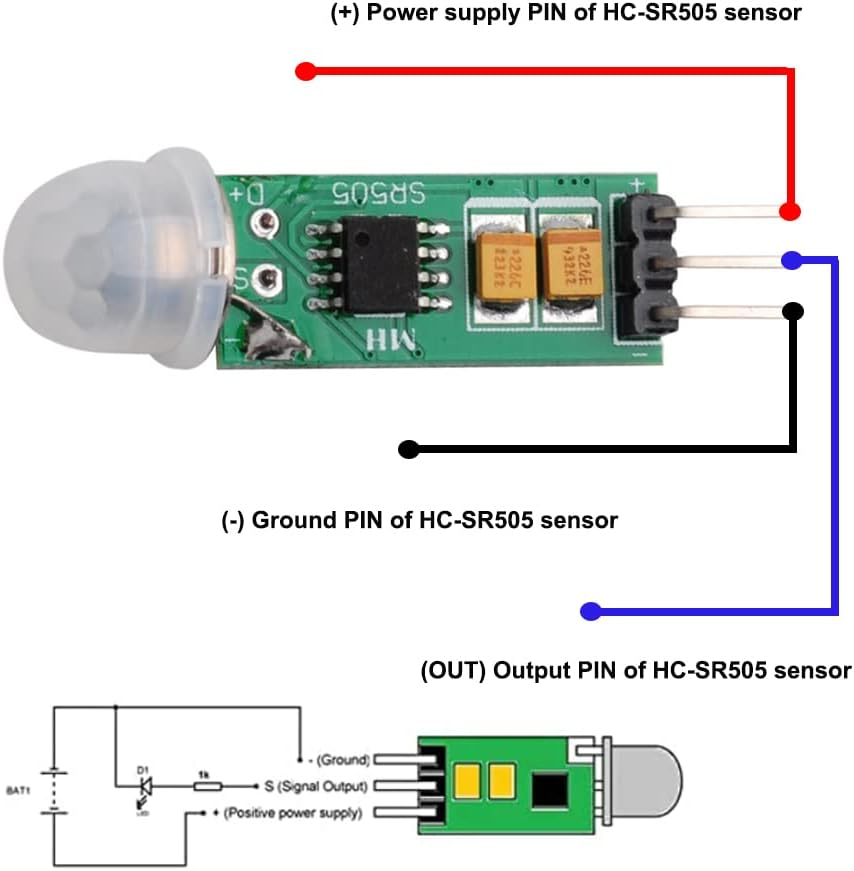 Stemedu HC-SR505 Mini Infrared PIR Motion Sensor, Micro IR Pyroelectric Human Movement Detector Sensors Module (Pack of 5)