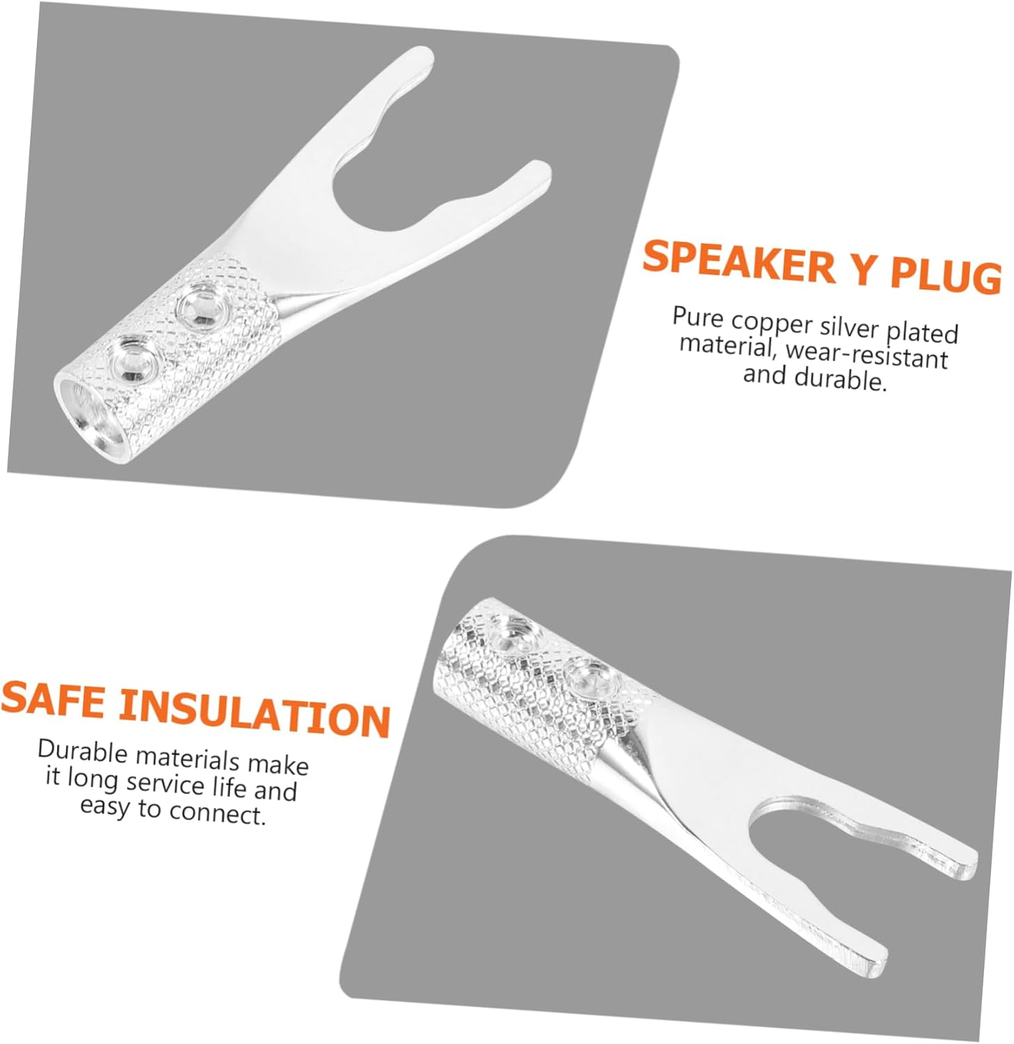 LIFKICH Silver-Plated Speaker Y Fork Plug U-Shaped Audio Connector Adapter for Amplifier and Speaker Cable Wiring, Compatible with Hi-Fi Stereo and Home Theatre Systems in Australia