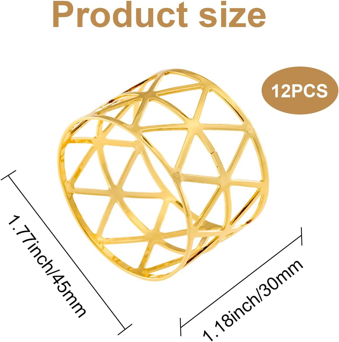 12Pcs Napkin Rings,Funcyboo Gold Napkin Rings Set Metal Napkin Rings Napkin Holder for Wedding Party Christmas Dinner Table Decorations(Gold) image number 1