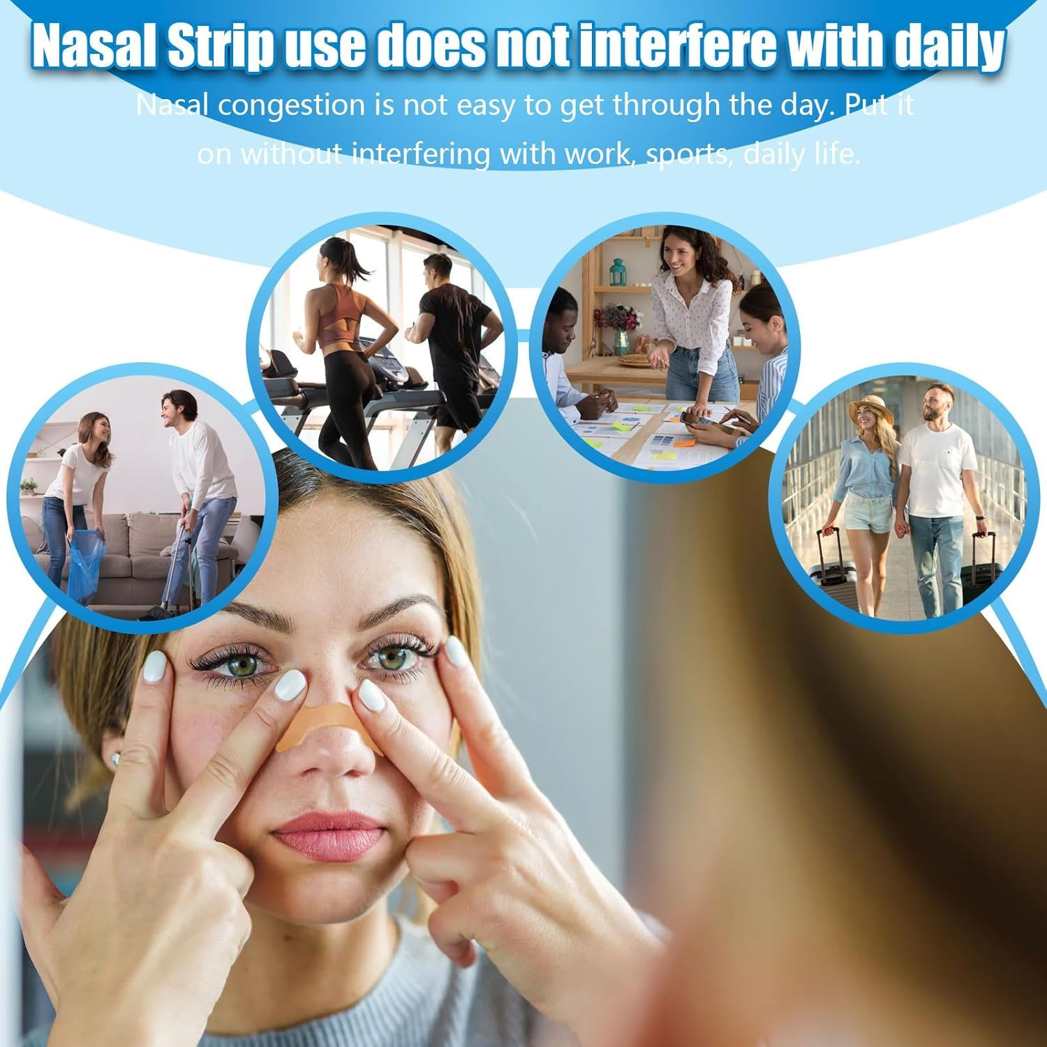 Nasal Strips, 52 Pcs Elastic Nasal Strips for Snoring, Nose Strips for Breathing Instant Relieves Nasal Congestion and Reduces Snoring image number 2