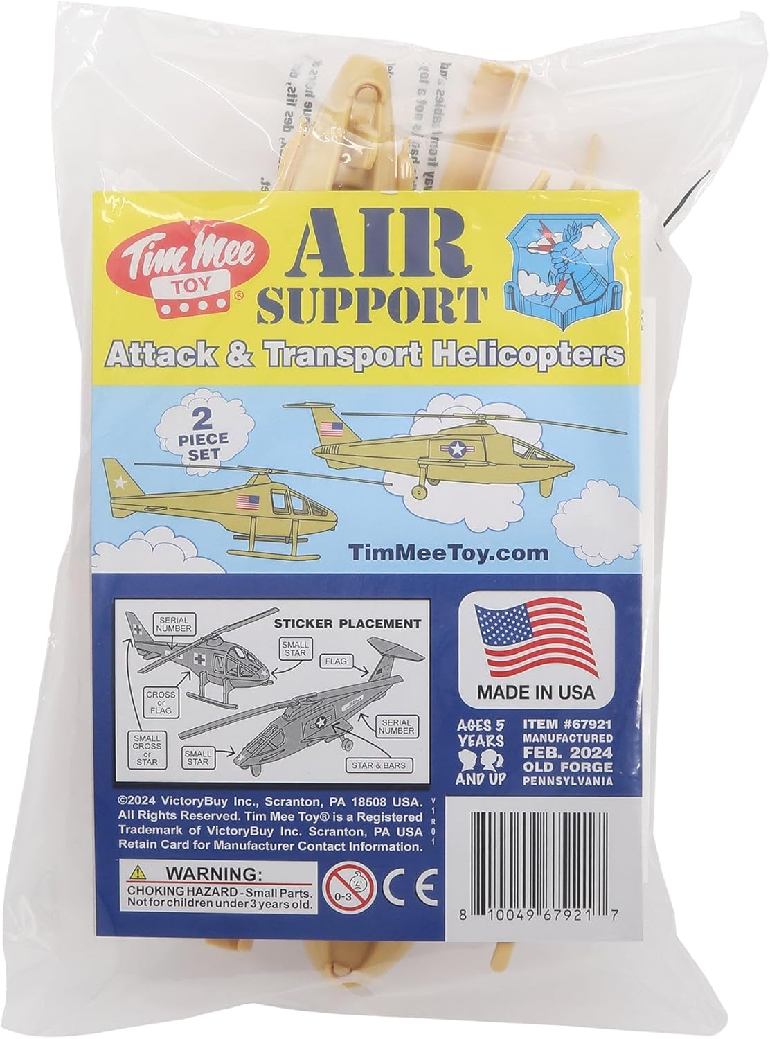 Timmee Air Support Helicopters - 2Pc Tan Plastic Army Men Choppers US Made image number 4