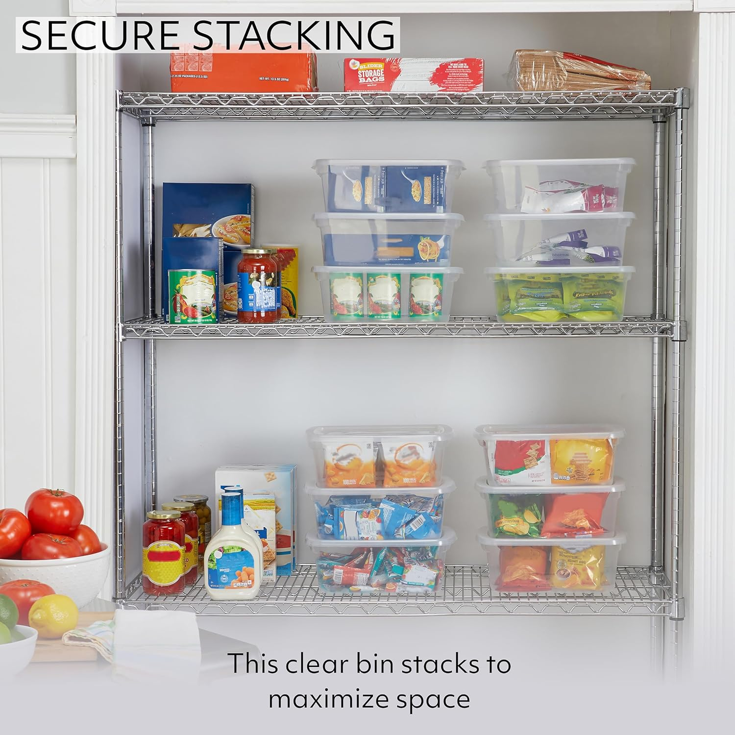 Rubbermaid RMCC60003 Cleverstore Clear Stackable Plastic Storage Containers with Durable Latching Lids, 6 Quart-12 Pack, 12 Count image number 3