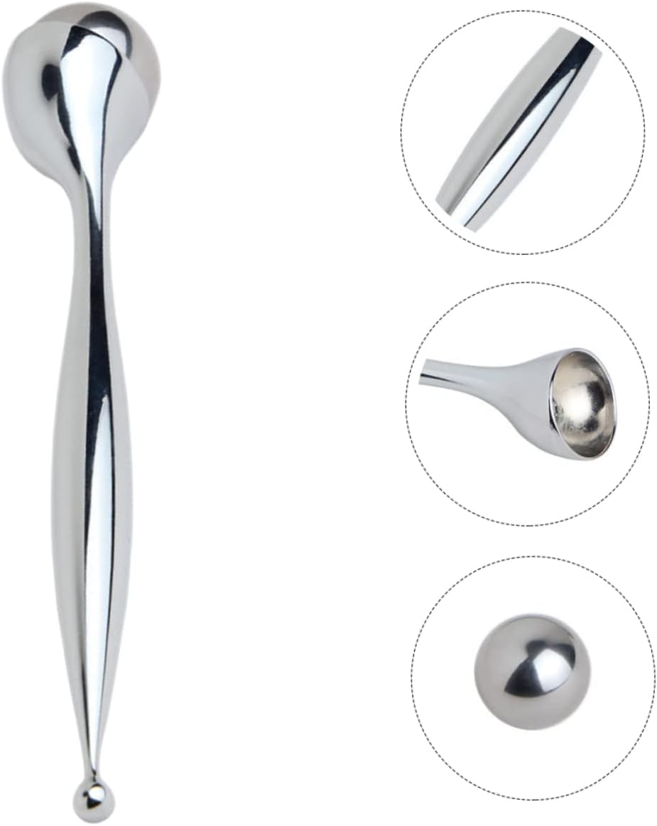 FRCOLOR Stainless Steel Eye Massage Spoon Replaceable Roller Ball Eye Cream Applicator Face Cream Applicator Wand Reduces and Crow&rsquo;S Feet Portable Household Tool for Travel image number 4