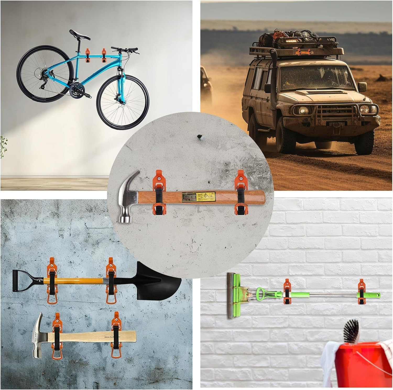 2 PCS Shovel Holders,Shovel Mount for Roof Truck Clamps,Quick Release Axe Holder with Screws,Metal Rubber Clamps,For Roof Rack,Truck,Boats and Workshop Equipment and Tools image number 2