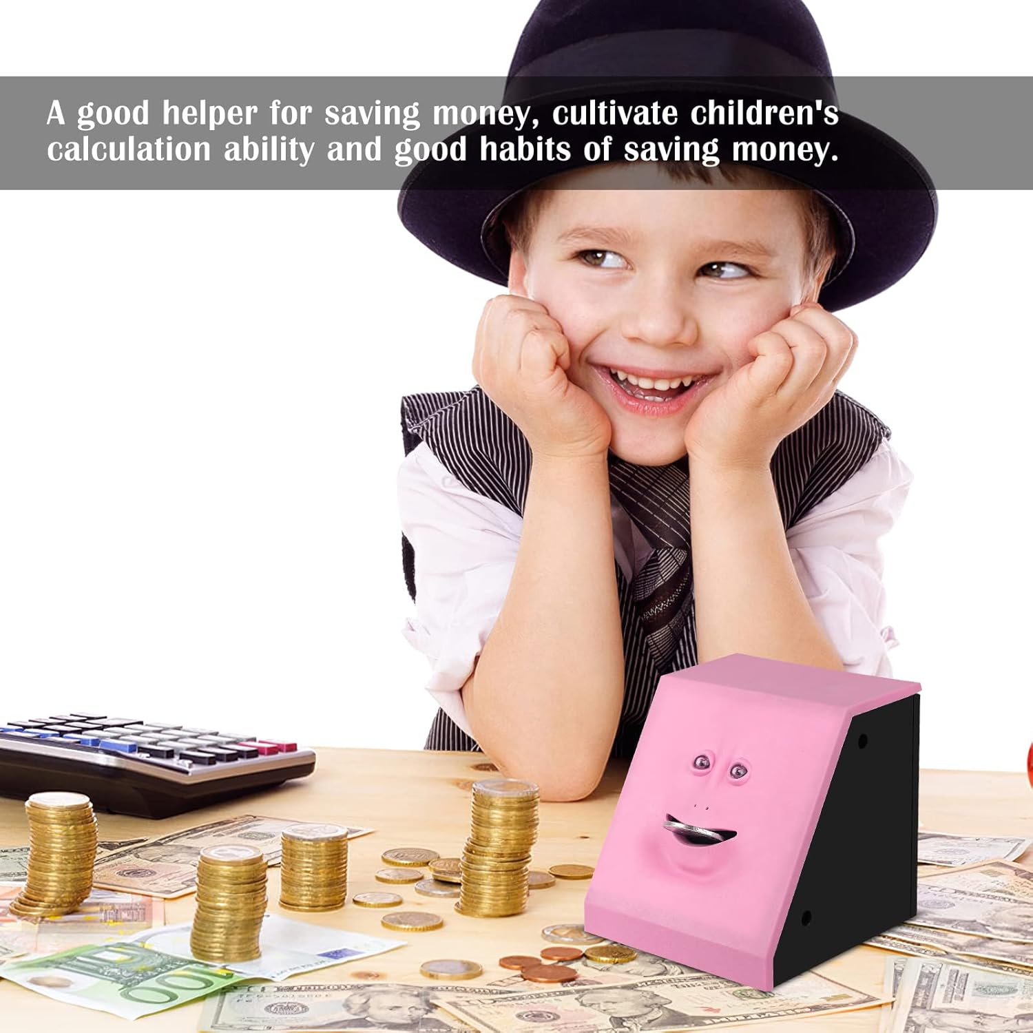 Blingbin Coin Eating Saving Bank Face Monkey Battery Operated Novelty Saving Box Piggy Bank for Kids