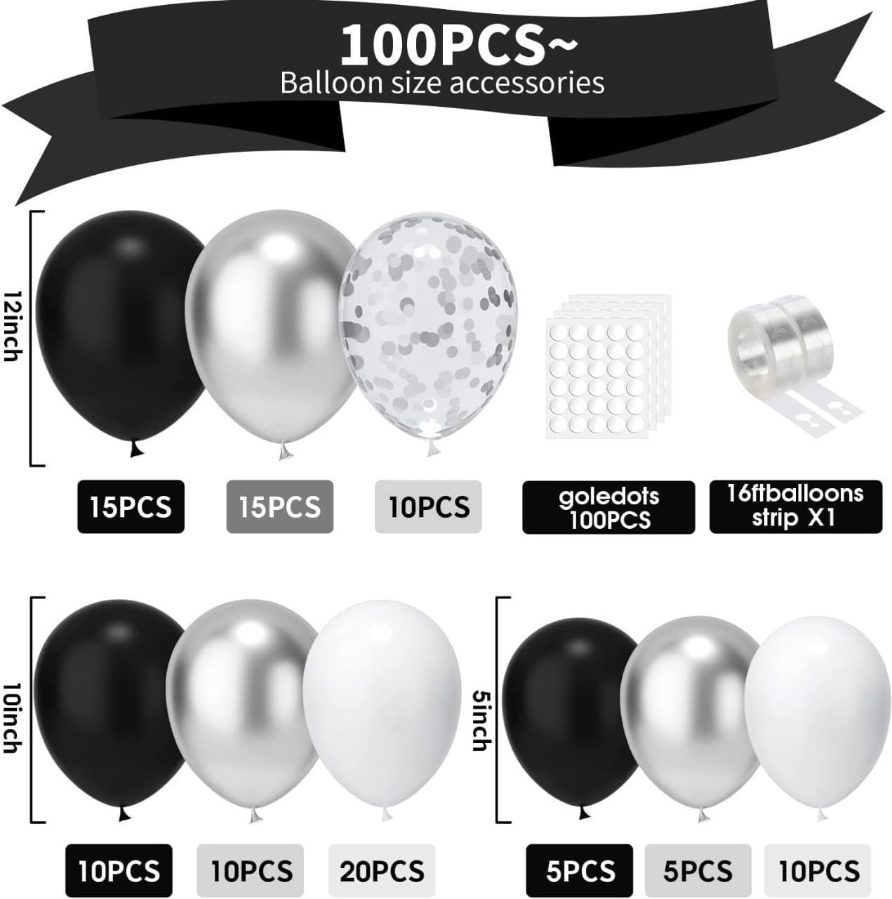 Metal Silver Balloon Wreath Arch Set, Wedding Party Birthday Party（100 PCS） image number 1