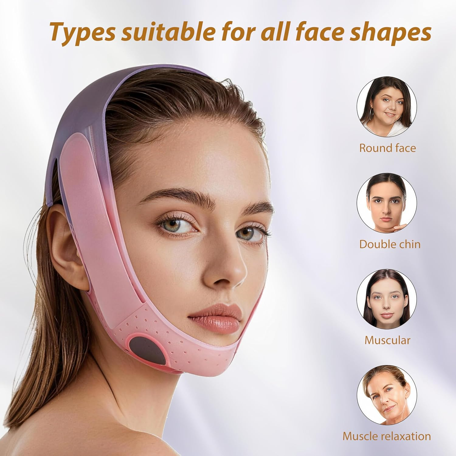 Chin Strap for V-Shape Face, Reusable Graphene Silicone Face Lifting Mask for Jawline Tightening & Double Chin Reduction, Adjustable, Breathable Reusable Jawline Shaper for Women (Pink) image number 5