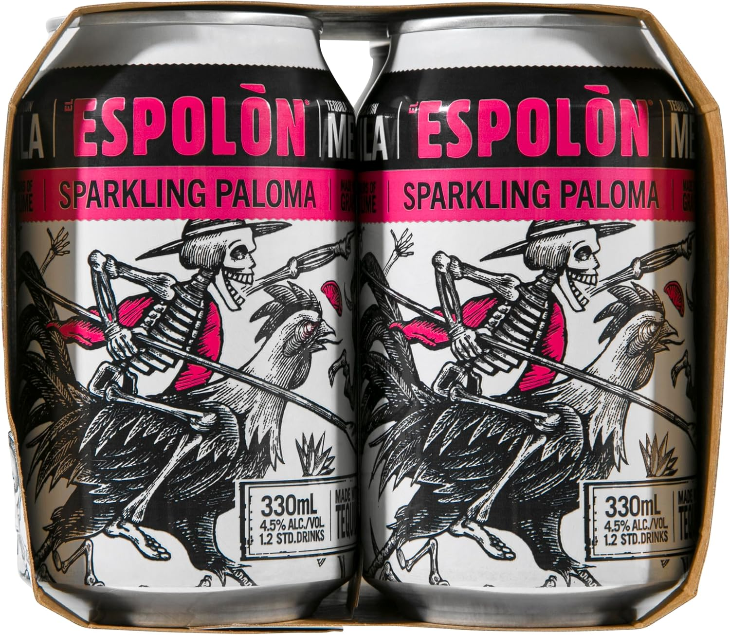 Espolon Sparkling Paloma Tequila Cocktail Can 330 Ml (Pack of 4)