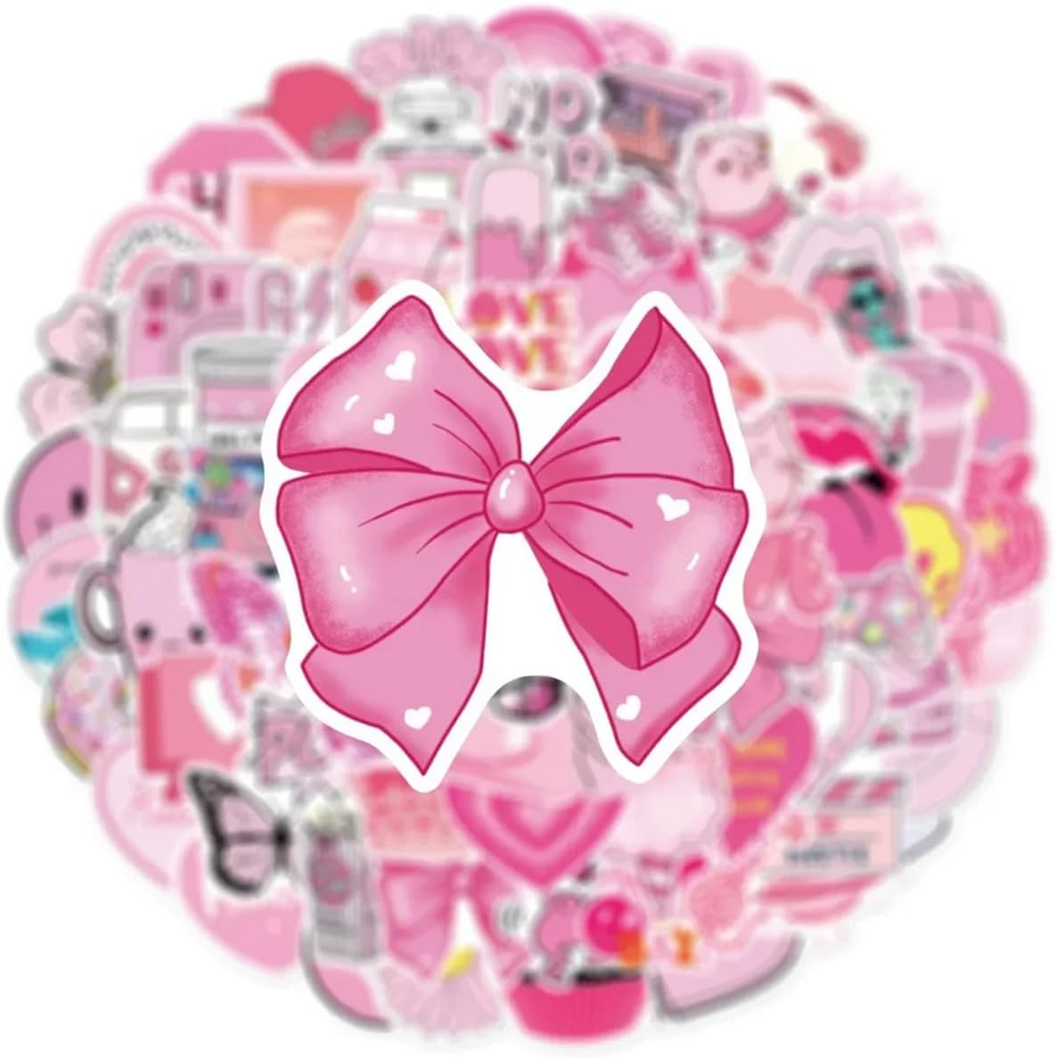 50PCS Pink Cute Girl Aesthetic Stickers Waterproof Ipad Stickers Skateboard Laptop Guitar Graffiti Luggage Car Sticker Waterproof Decal image number 2