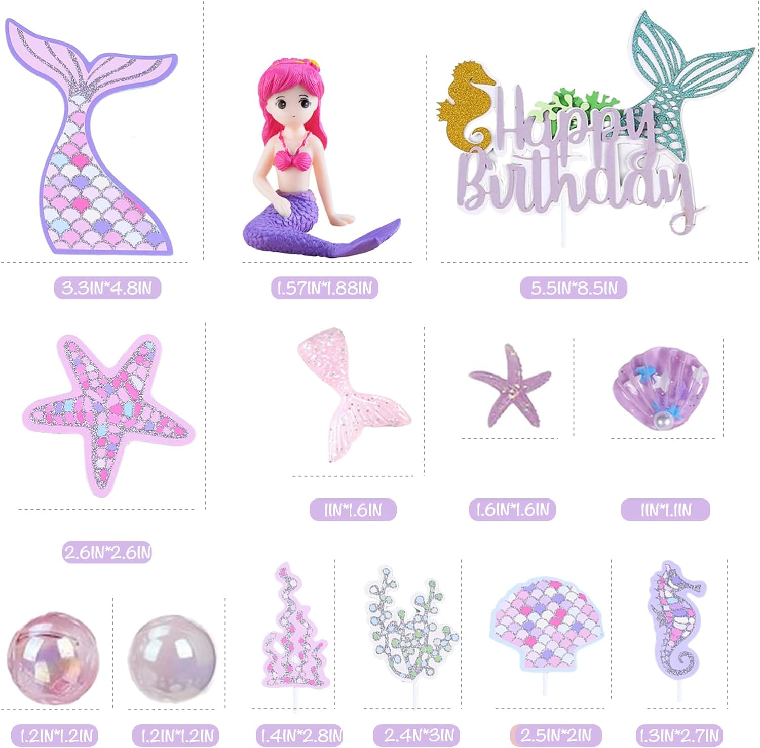 ZANZER 30 PCS Mermaid Cake Topper for Girls under the Sea Ocean Theme Mermaid Cake Decorations Kids Birthday Party Supplies Birthday Cake Topper (Mermaids Cake Toppers) image number 1