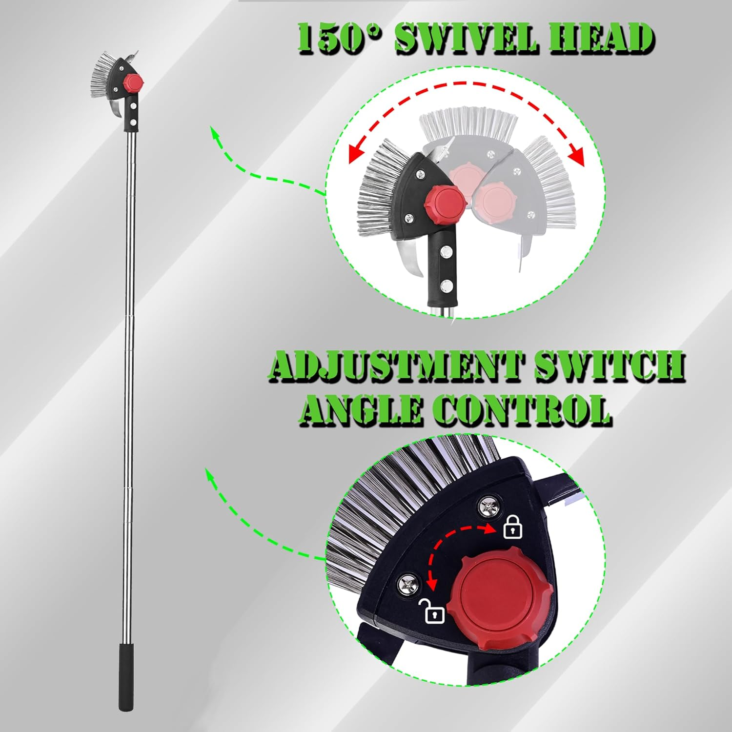 Crack Weeder Long Handle 3-In-1 Adjustable Crevice Cleaning Tool with Stainless Steel Weed Brush with 2 Scrapers Weed Puller Tool for Driveway, Patio Sidewalk to Remove Moss Weeds Dirt image number 2