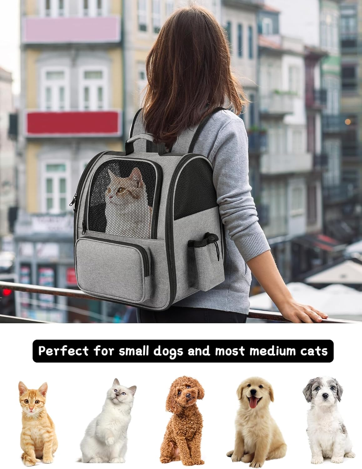 Cat Backpack Carrier, Expandable Pet Carrier Backpack Foldable Designed for Travel Airline-Approved,Breathable Mesh Dog Carrier Backpack for Small Cats Dogs Car,Outdoor,Hiking,Camping