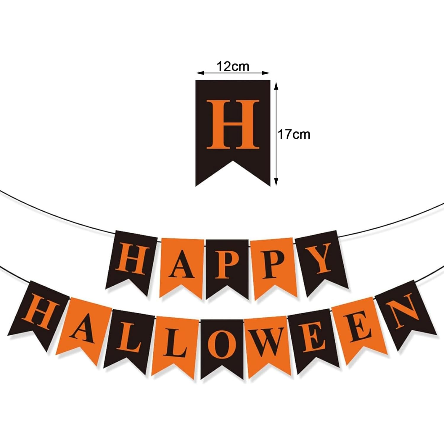Halloween Banner Orange and Black Halloween Bunting Banner Garland Happy Halloweens Party Decorations Hanging Halloweens Party Favors Supplies image number 2