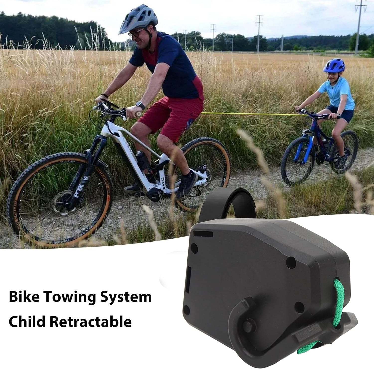 Bike Tow Rope for Kids, 300 Lbs Tension Retractable Parent Child Pull Traction Strap Toddler Bike Attachment to Adult Bike, Bike Trailer Strap for Long Ride Going Uphill image number 3