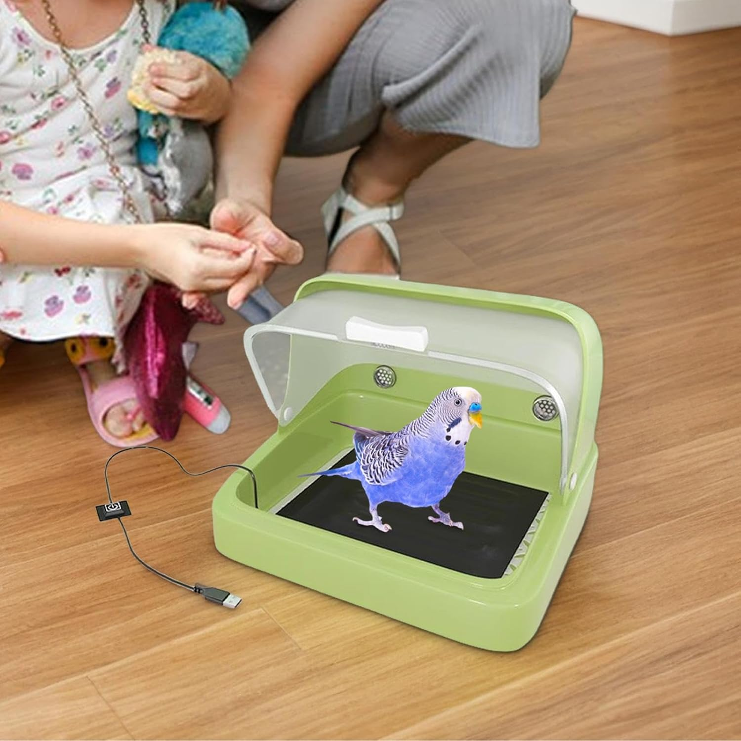 Chicken Brooder Warmer, Bird Incubator Brooding Box with Adjustable 3-Temperature Heating Pad, Breathable and Visual Nesting Case for Parrots, Chickens, Ducklings image number 4