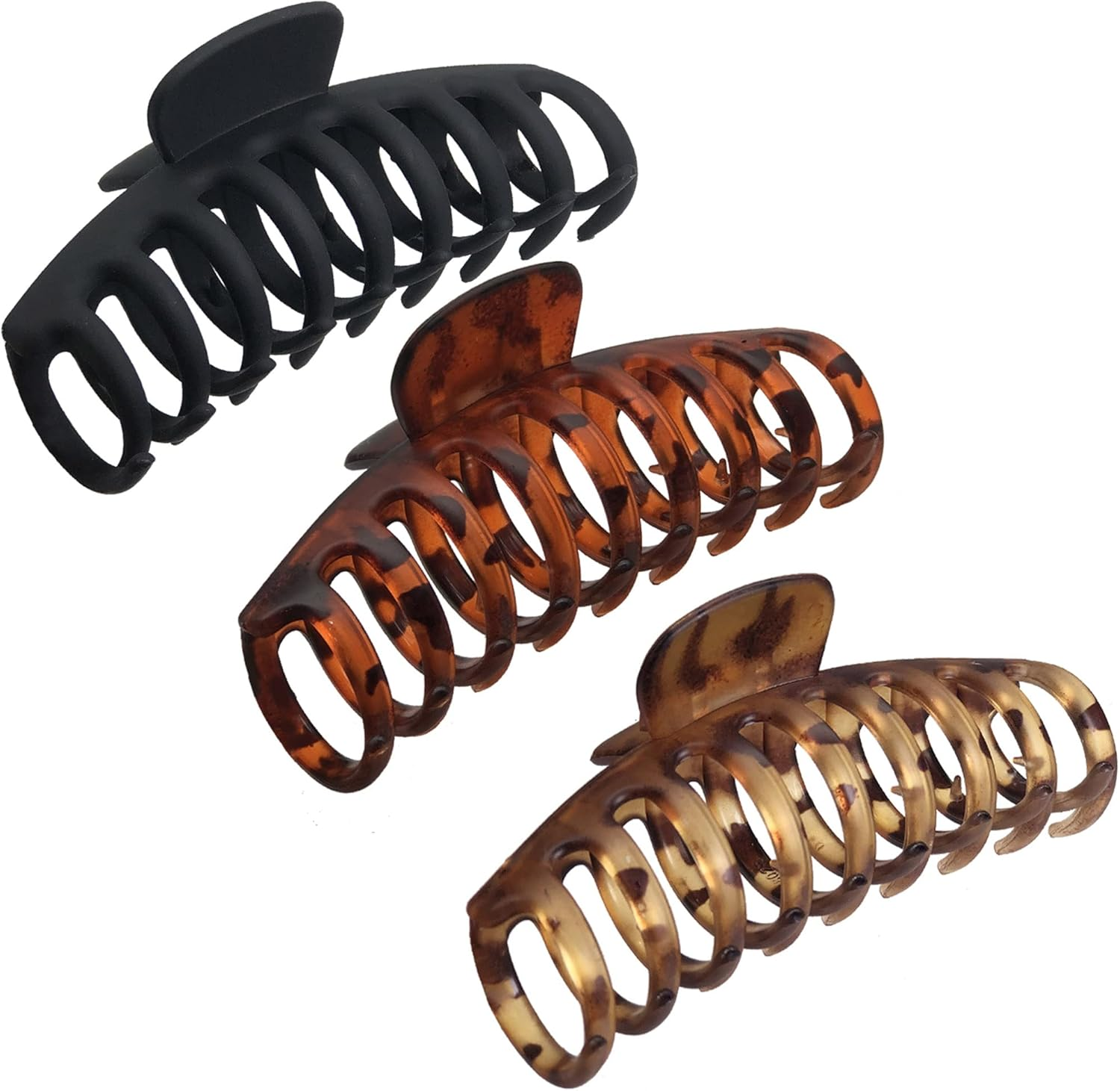 OWIIZI Big Hair Claw Clips for Women - Long Thick Hair 4.3" Nonslip Jumbo Clips with Strong Hold, Large Clamps for Styling (3 Packs)