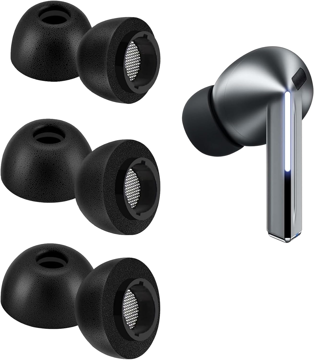 Umvowuxa Galaxy Buds 3 Pro Memory Foam Ear Tips Replacement Comfortable Soft Sound Isolating Ear Tip Covers Ear Tip Accessories Compatible with Samsung Galaxy Buds 3 Pro (3 Pair/Black) image number 3