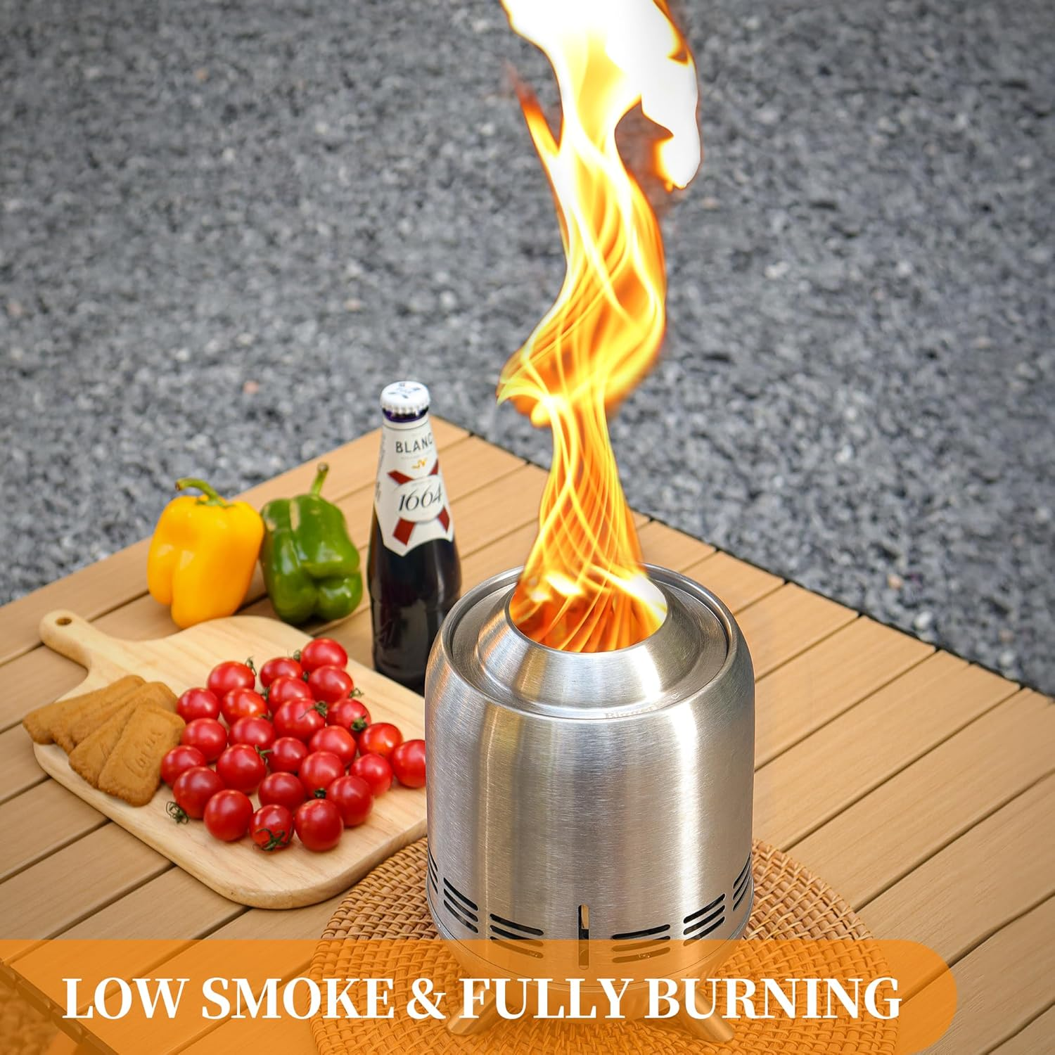 Tabletop Fire Pit, Stainless Steel Mini Outdoor Stove, Low Smoke Burning Portable Fire Pits Firepit Fueled by Pellets or Wood, for Urban & Suburbs, with Travel Bag image number 3