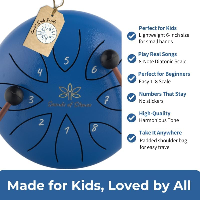 Steel Tongue Drum for Kids, Magic Calm Drum 6 Inch 8 Notes with Sing-A-Long Storybook and Songbook, Drums, Music Toys, Musical Instruments for Kids Ages 5-9, Anger Management Gifts image number 4