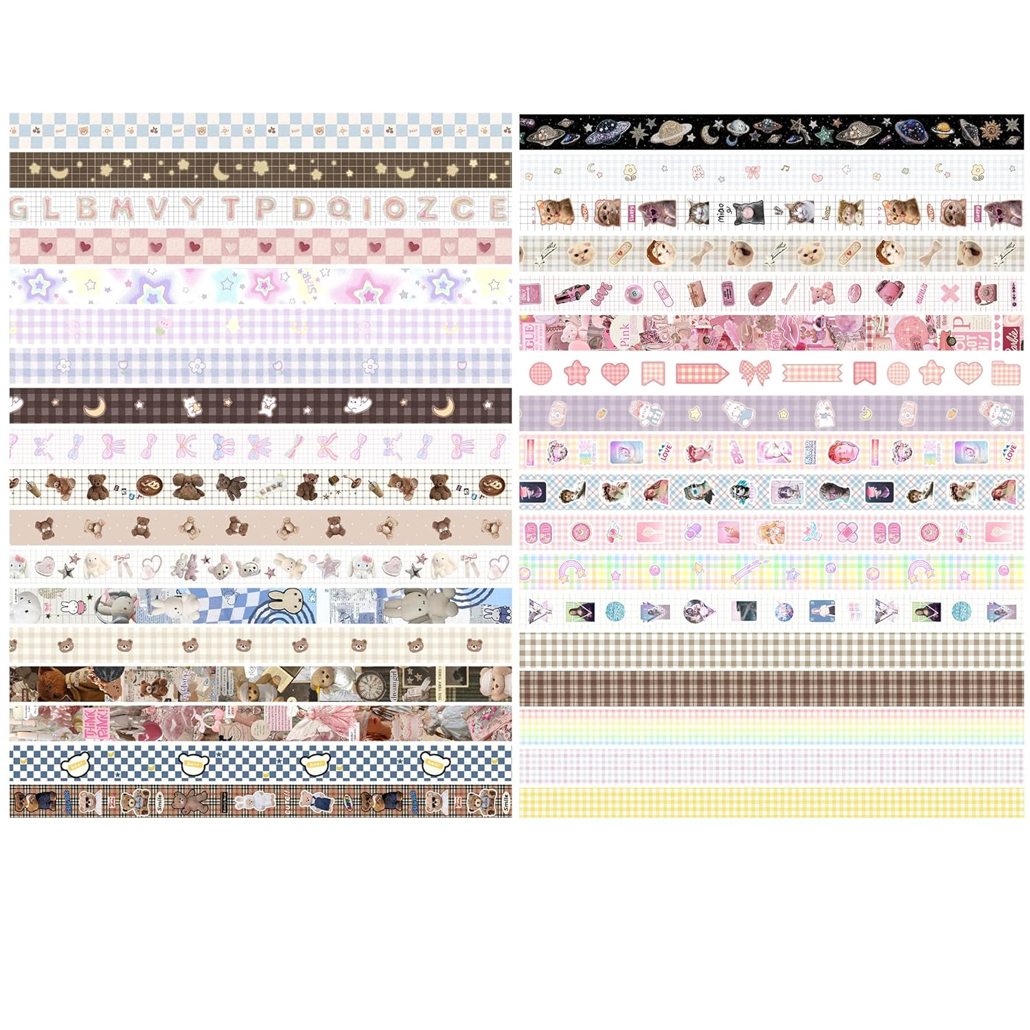 YUBBAEX Cute Washi Tape Value Pack 36 Rolls Aniamls Printed Masking Tape Kawaii Decorative for Arts, DIY Crafts, Journal Supplies, Planners, Scrapbook, Card/Gift Wrapping (Girly Style) image number 4