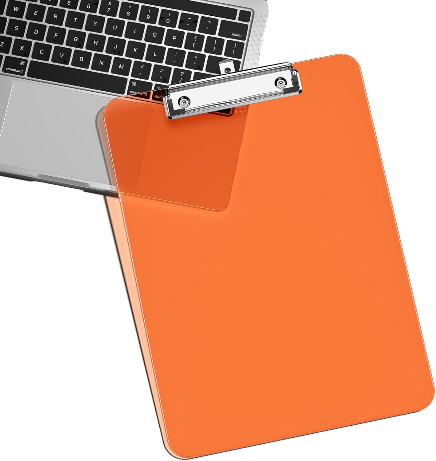 Rimilak 8.5 X 11 Plastic Clipboards Set of 2, Low Profile Metal Clip, Translucent Board, 12.5 X 9 in Letter Size, Office Supply, Back to School, Orange image number 2