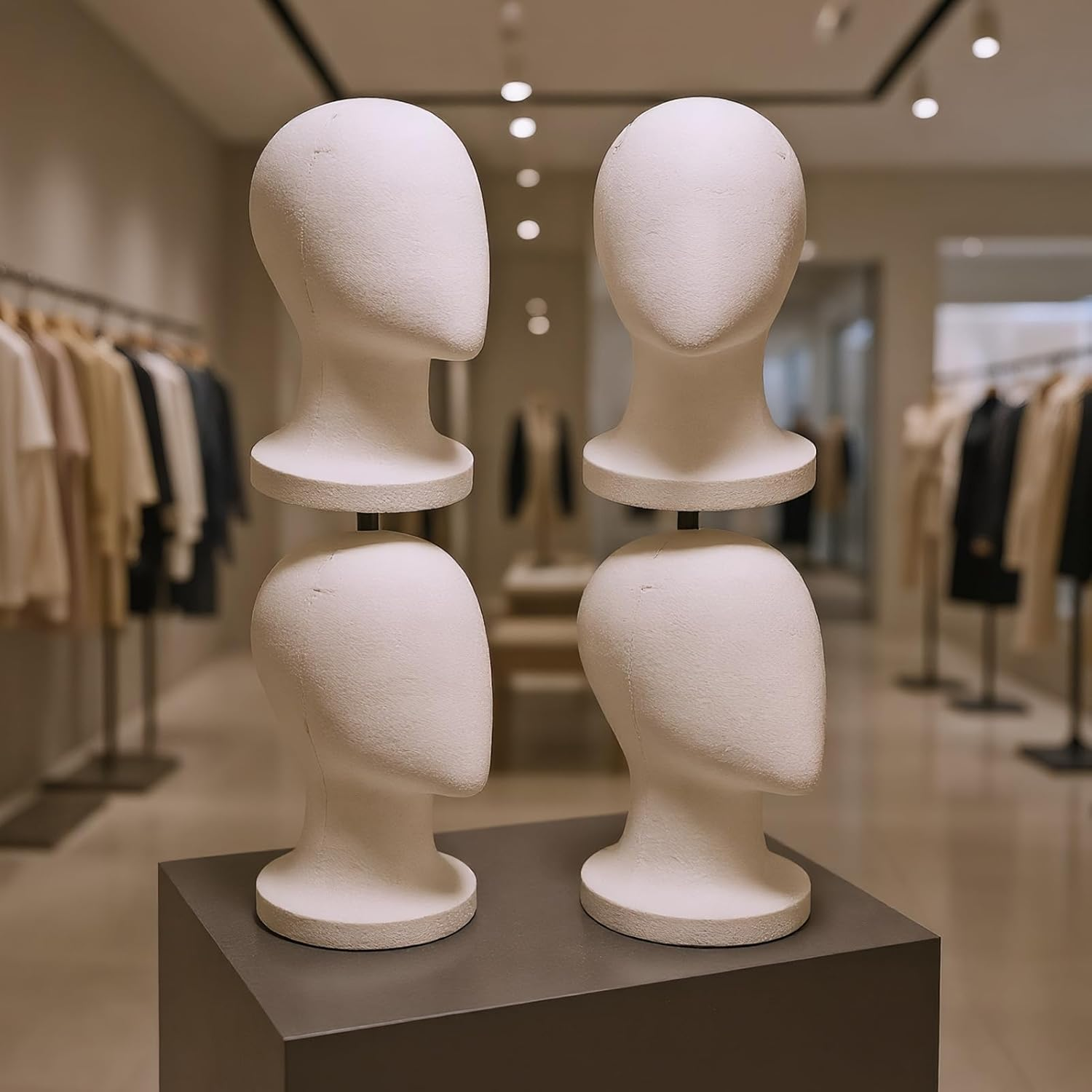 Mannequin Heads,4Piece Wig Stand | Realistic Model Stand Hat for Styling Display Crafts Cosplay Scarves, Glasses Making image number 5