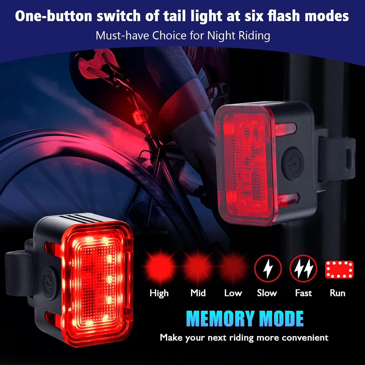 Powerful Rechargeable Bike Light Set - Smart Multi-Modes Ultra Bright Bicycle Front and Rear Lights with Spot & Flood Beams, Waterproof Headlight Taillight Set for Mountain, Road, Kids & City Bicycles image number 2