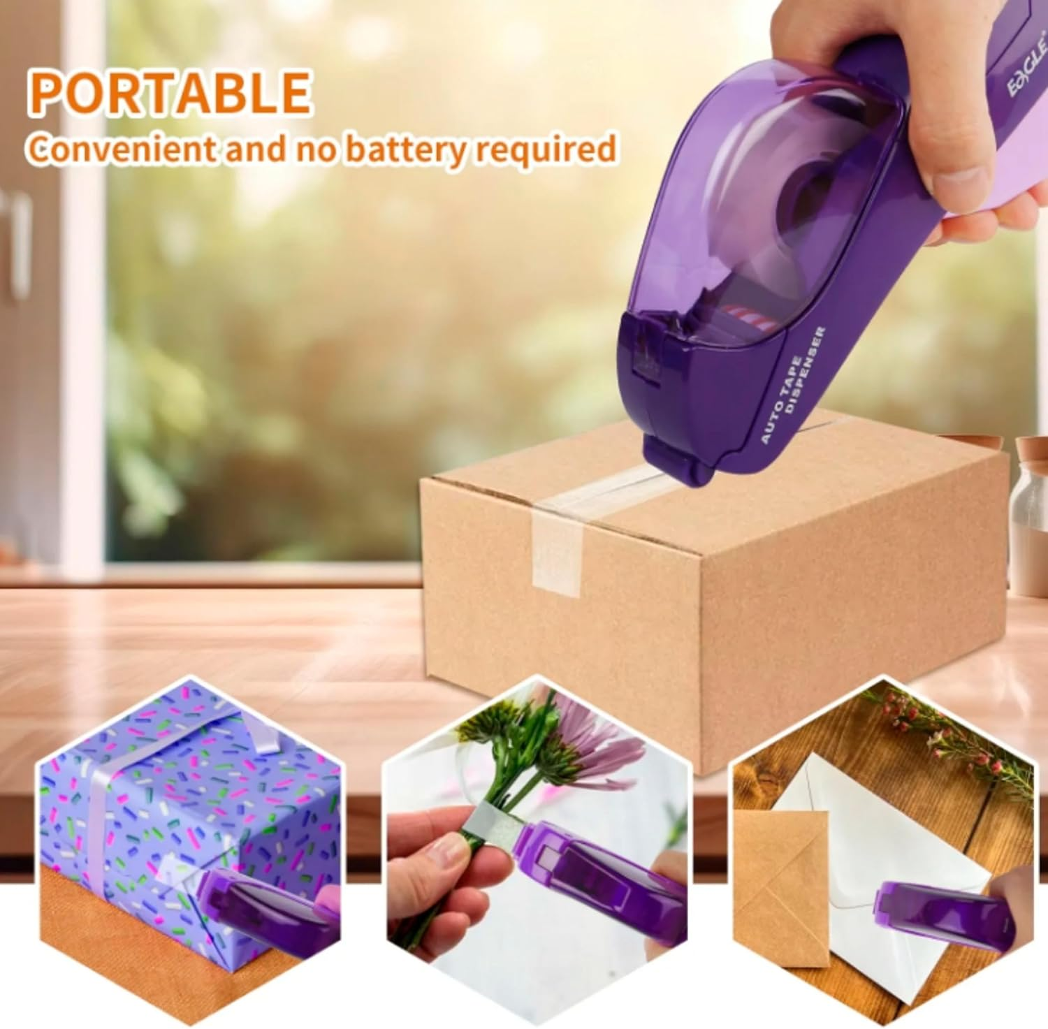 Semi Automatic Tape Dispenser 10 Tape Dispenser Refill Rolls, 1 Paper Cutter & 10 Pull Bows for Gift Wrapping & Packing for Valentine'S Day, Birthdays, Mother&rsquo;S Day, Office & Home Use (Dark Grey) - Purple image number 5