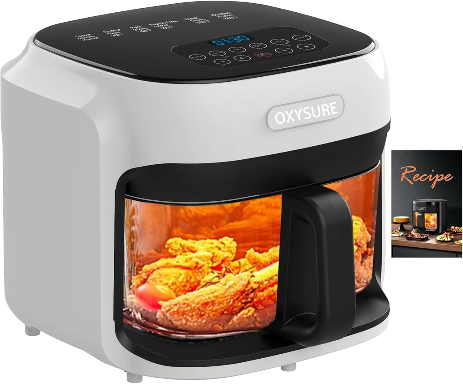 Glass Air Fryer, 7.5QT Glass, 360&deg; Even Heating & Dishwasher, Oil-Less Cooking Appliance for Small Kitchens & Family Meals