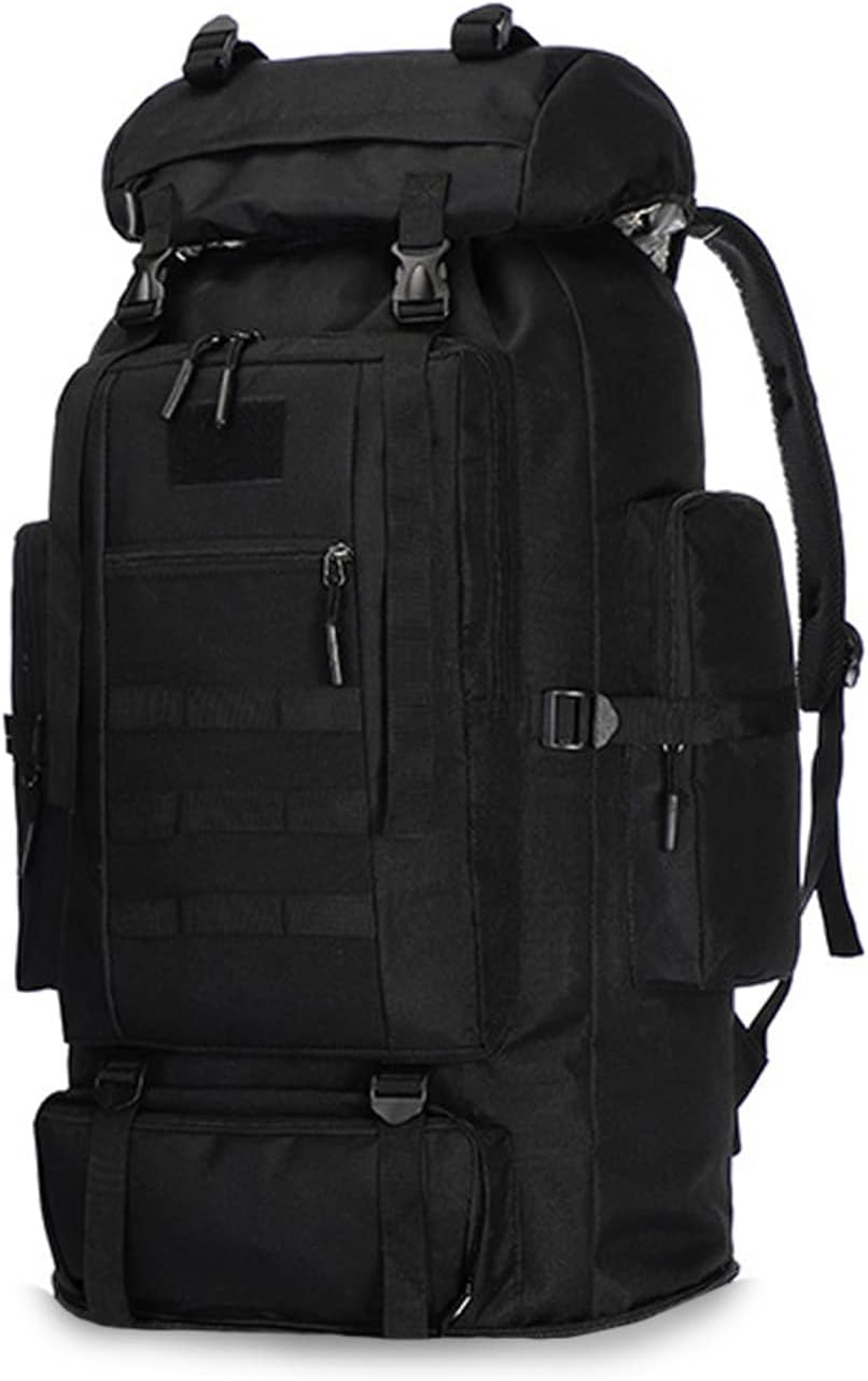 SUCIKORIO Tactical Backpack 100L Black Military Backpack Molle Assault Pack Army Outdoor Rucksack Great Capacity for Hiking, Camping,Trekking image number 1