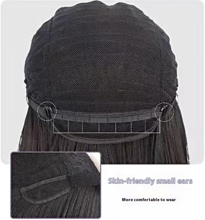 Ladies' Short Wigs Black to Red Gradient Middle-Parted Natural Straight Hair Ladies' Hair Accessories for Daily Wear, Cosplay, Costumes, Halloween Parties (Gradient Burgundy) image number 4