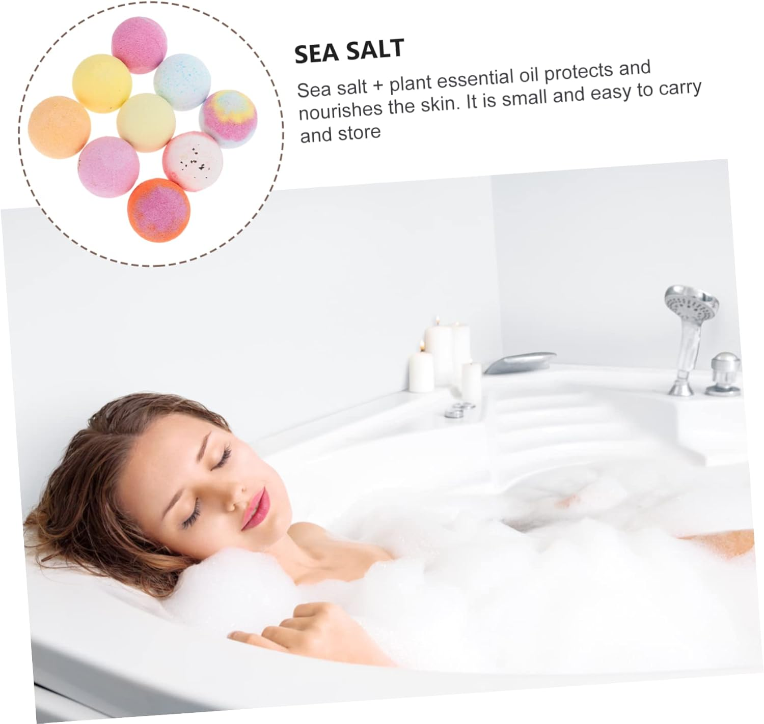 Baluue 9Pcs Healthy Luxury Spa Shower Balls Aromatherapy Bath Salt Balls Face Body Cleanser image number 1