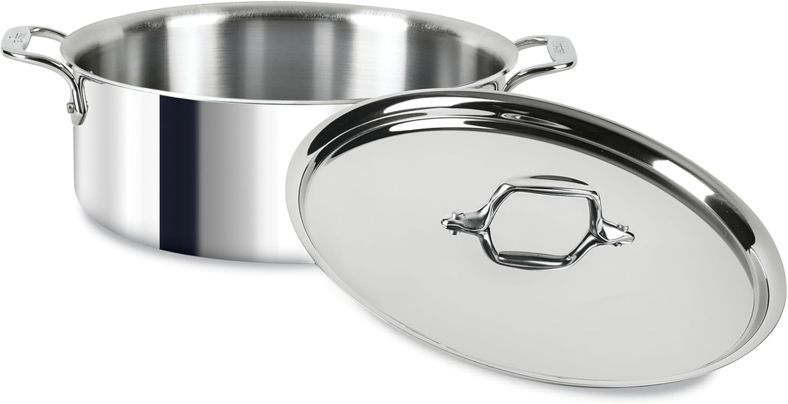 All-Clad 4506 Stainless Steel Tri-Ply Bonded Dishwasher Safe Stockpot with Lid/Cookware, 6-Quart, Silver image number 1