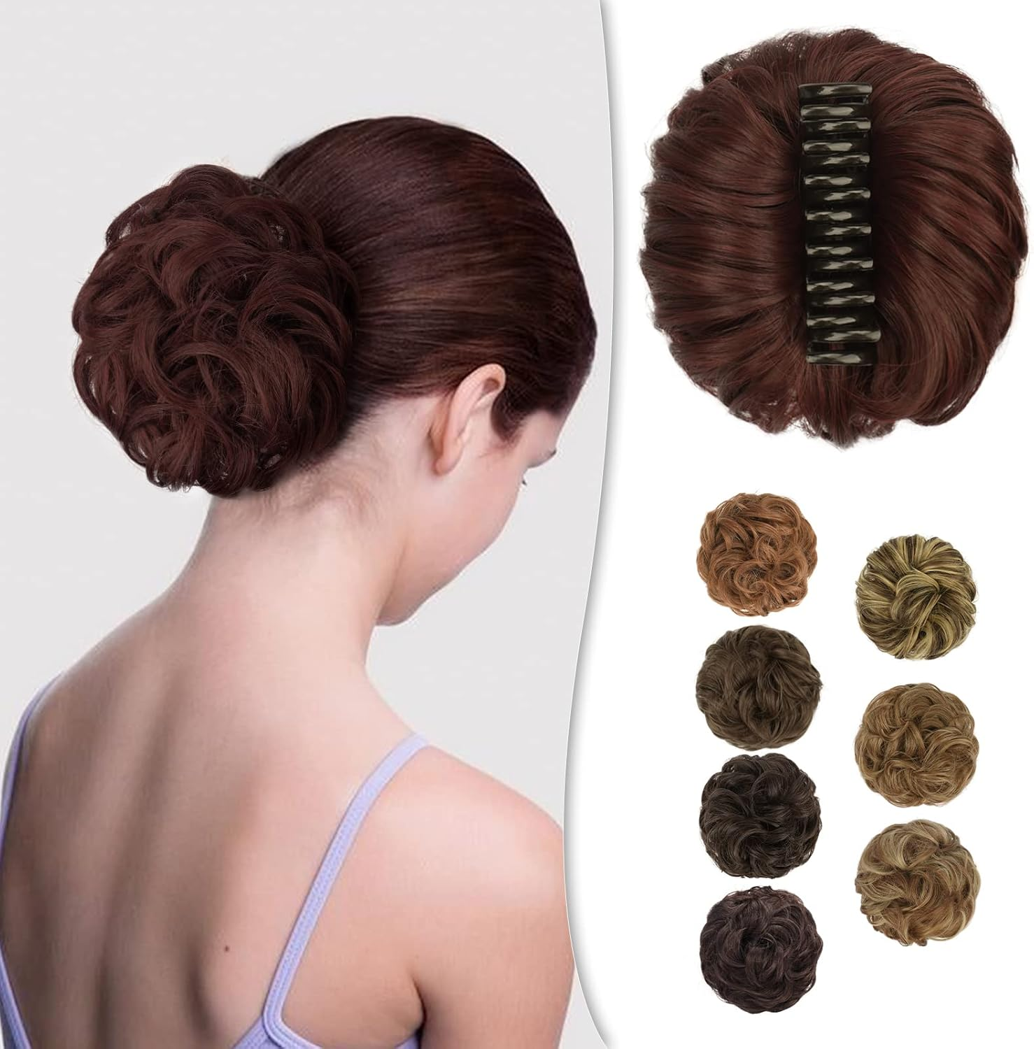 BARSDAR Claw Clip Messy Bun Hairpiece, Clip in Claw Hair Bobbles, Curly Synthetic Hair Bun, Hair Extension for Women, Ponytail Updo Donut Chignon