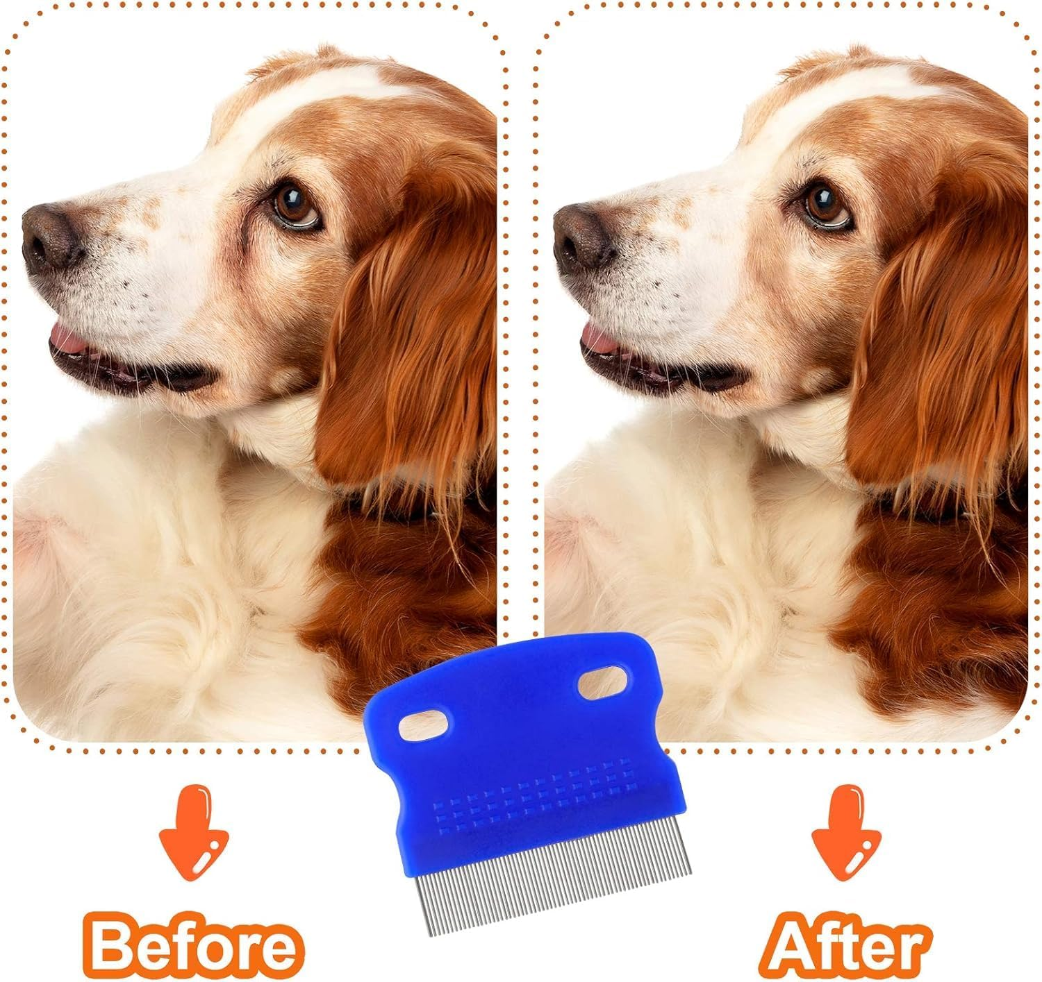 Pets Grooming Comb Kit for Small Dogs Puppies for Tear Stain Remover, 2-In-1 with round Teeth to Remove Knots Crust Mucus image number 4