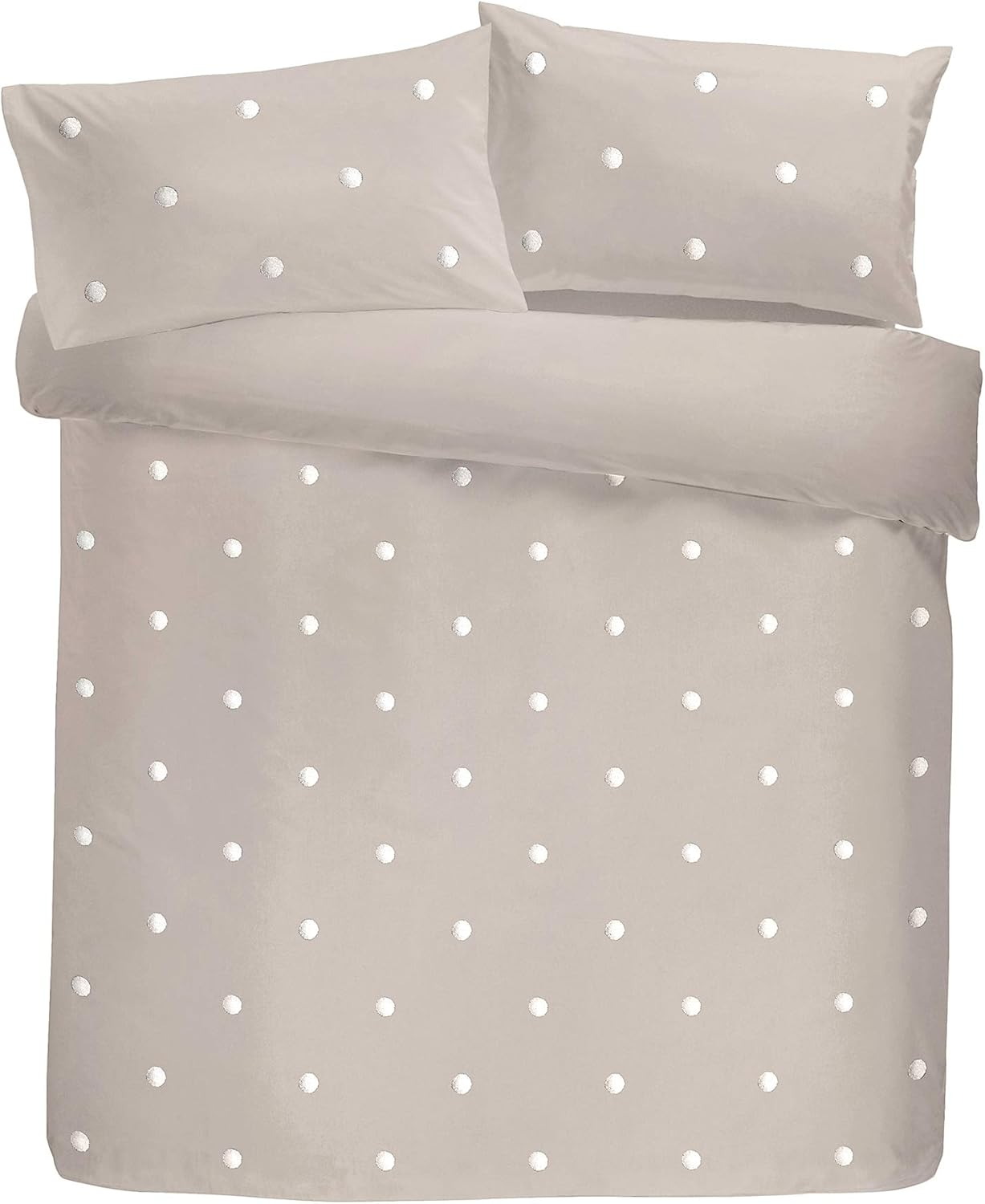 Appletree Signature Dot Garden 100% Cotton Tufted Duvet Cover Set, Linen/White, King image number 4