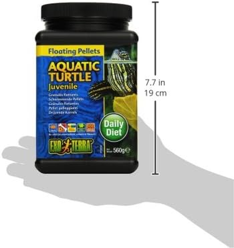 Exo Terra Juvenile Aquatic Turtle Food, Floating Pellets for Reptiles, 19.7 Oz., PT3250