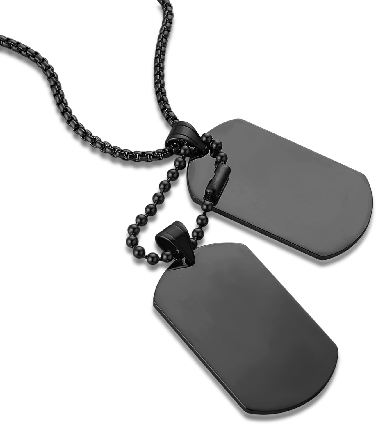 HZMAN Mens High Polishing Stainless Steel Dog Tag Pendant Necklace 22+2 Inch Link Chain