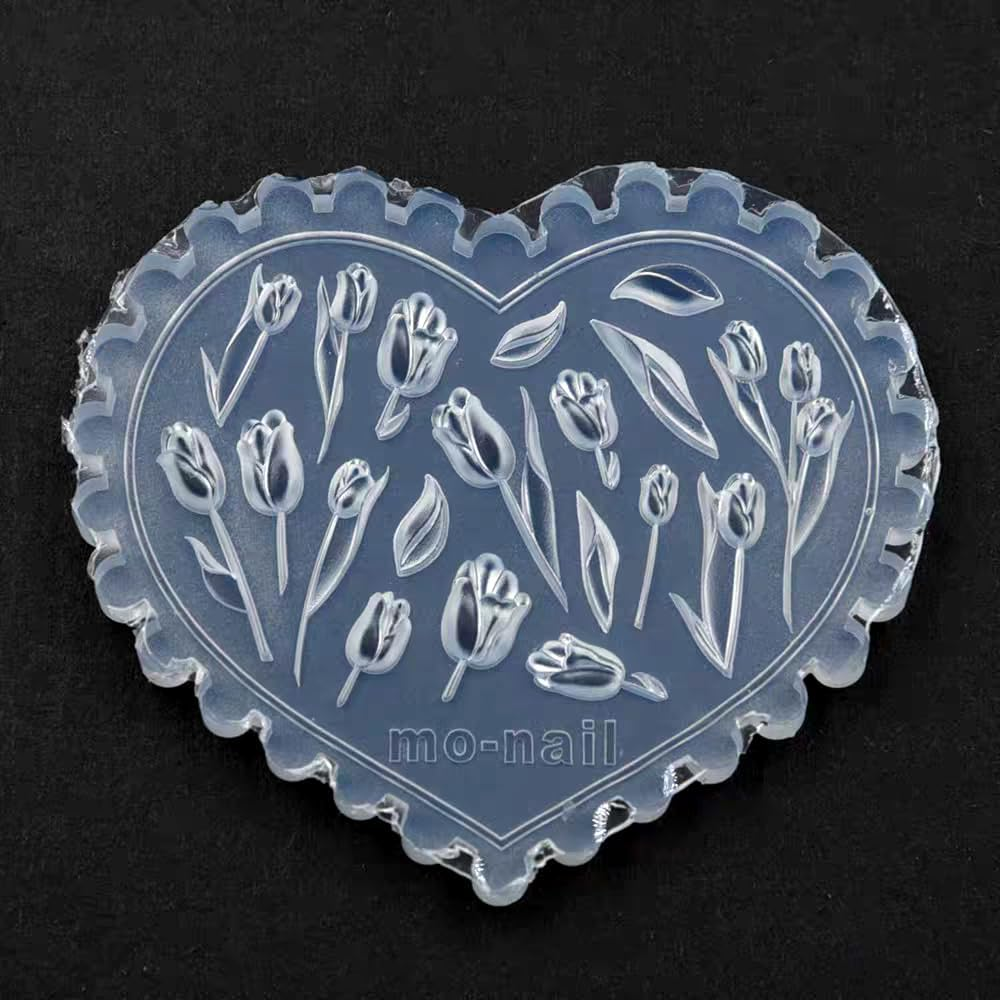 LIFOOST Tulip Flowers Silicone Molds 3D Gel Manicure Carving Mould Floral Nail Stencils Spring Summer Flowers Carved Nail Tools image number 1