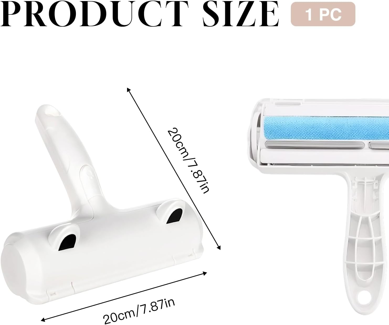 Wouble Pet Hair Remover Roller Reusable Self-Cleaning Lint Brush for Dog Cat Fur on Furniture, Car Seats, Clothes, Bedding White Cat&rsquo;S Ear Design ﻿