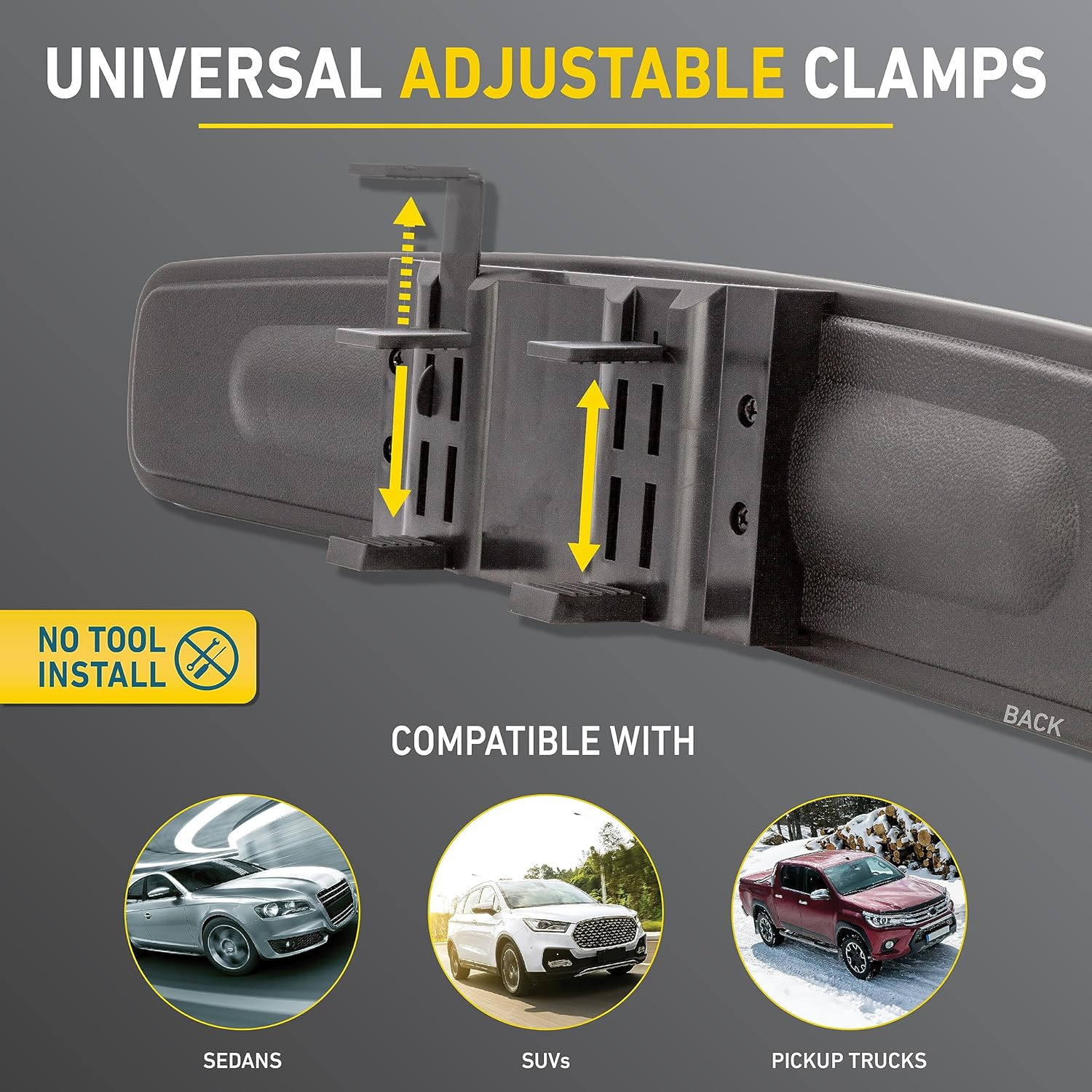 GOODYEAR [SUPER LARGE] 17&rdquo; Panoramic Rear View Mirror for Cars/Suvs, [PROMOTES SAFETY] Helps with PARALLEL PARKING, Fits ALL VEHICLES, Wide Angle Backseat Passenger Viewer, Extra Wide Size image number 1