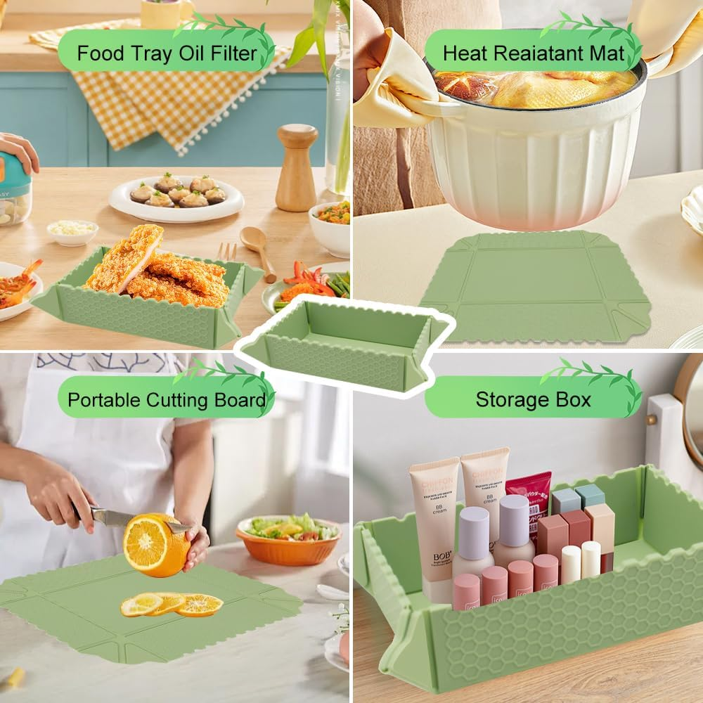 MAOYING Camping Bowl, Foldable Bowl, Portable Silicone Salad Bowl, Foldable Silicone Bowls for Camping, Hiking, Kitchen, School, Outdoor (Green) image number 3