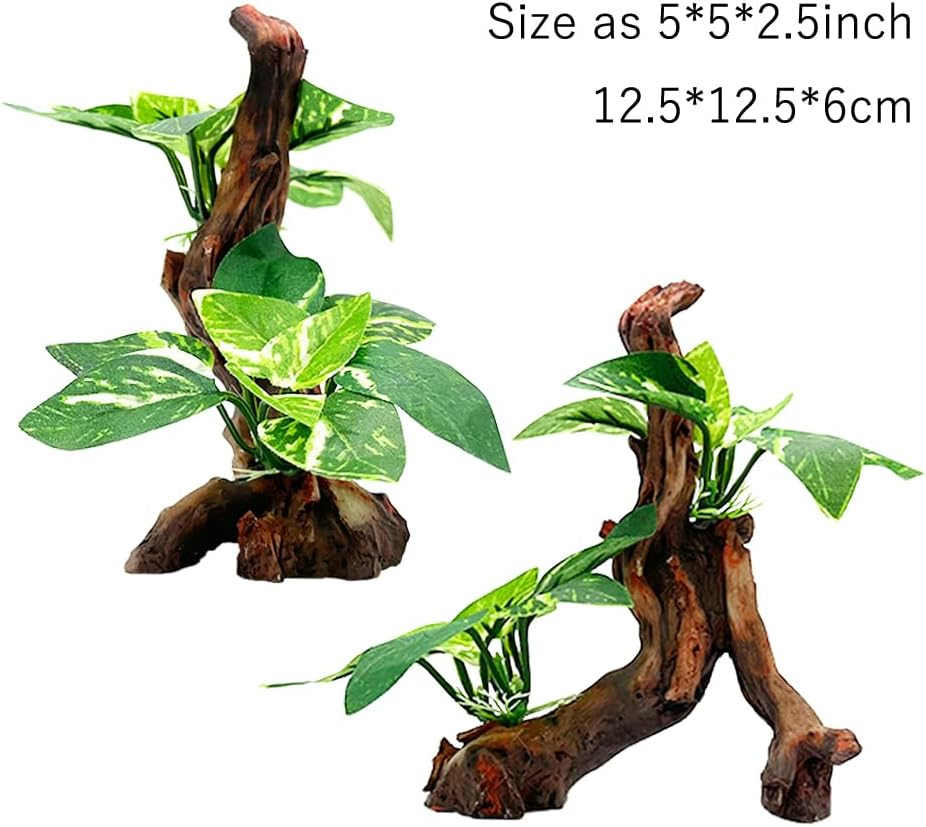 Smoothedo-Pets Fish Tank Decor Aquarium Decorations 5Inch Ornaments Betta Silk Leaf Pad Hammock Artifical Driftwood Cave Goldfish Bowl Accessories (Type-C) image number 5