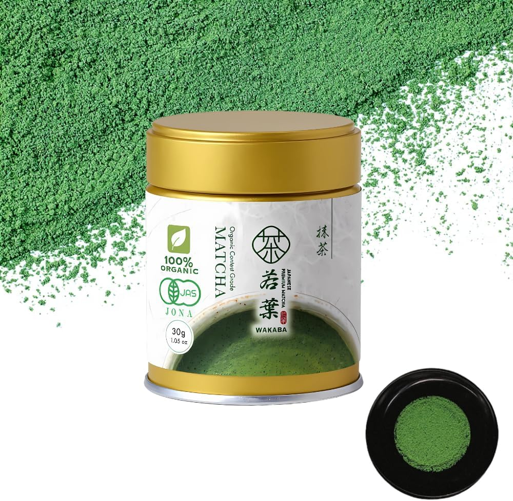 WAKABA 1St Harvest Finest Organic Matcha &ndash; Contest Grade 30G from Uji, Kyoto, Japan | JAS/USDA Certified | Stone-Milled | Emerald Green Color image number 6