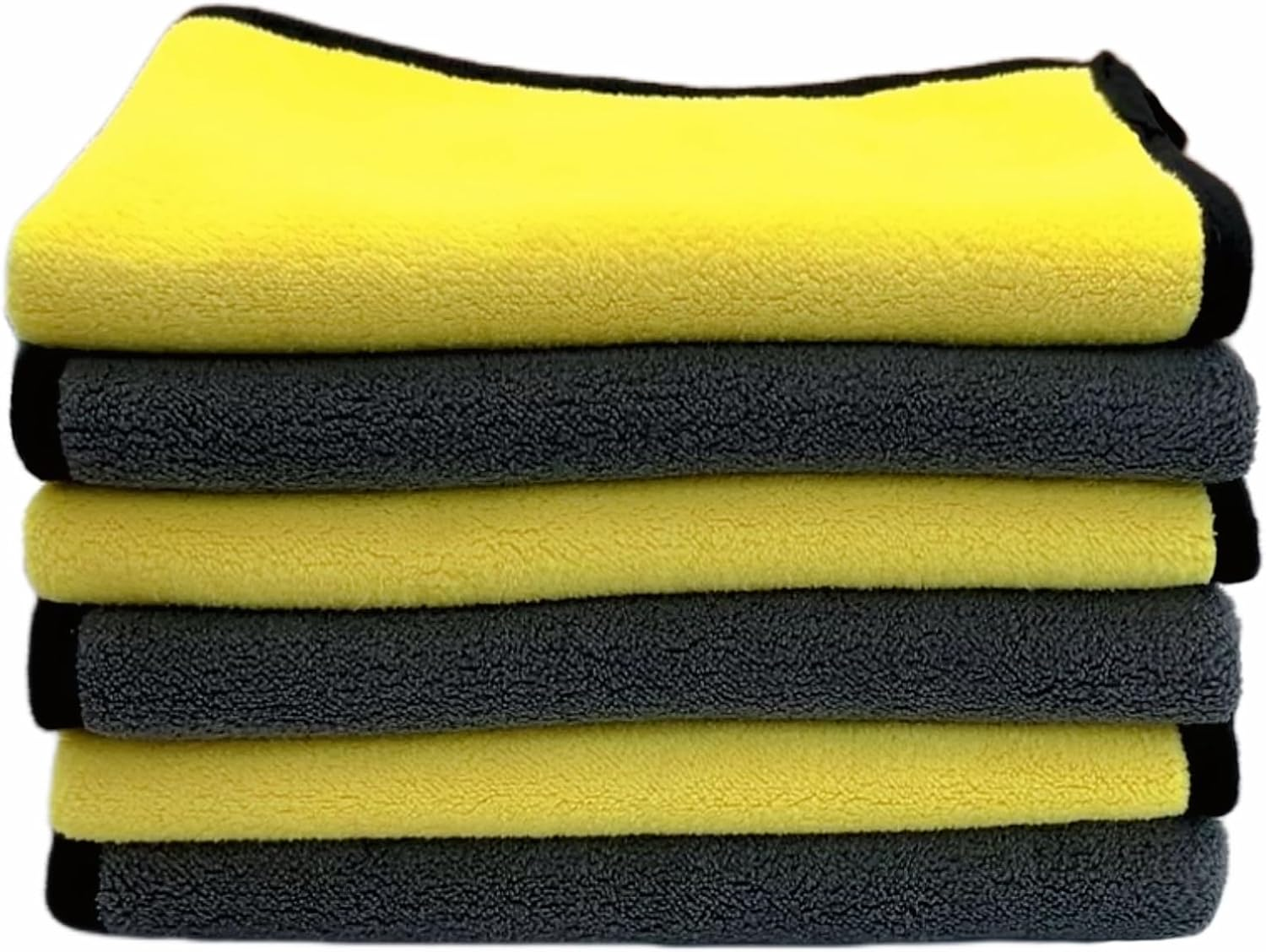 Castaic 6 Pcs Ultrasoft, Large, Thick Microfiber Towels,Water Absorbing, for Household Cleaning, Dual-Sided Car Washing and Detailing Towels (Fluorescent Yellow) image number 4
