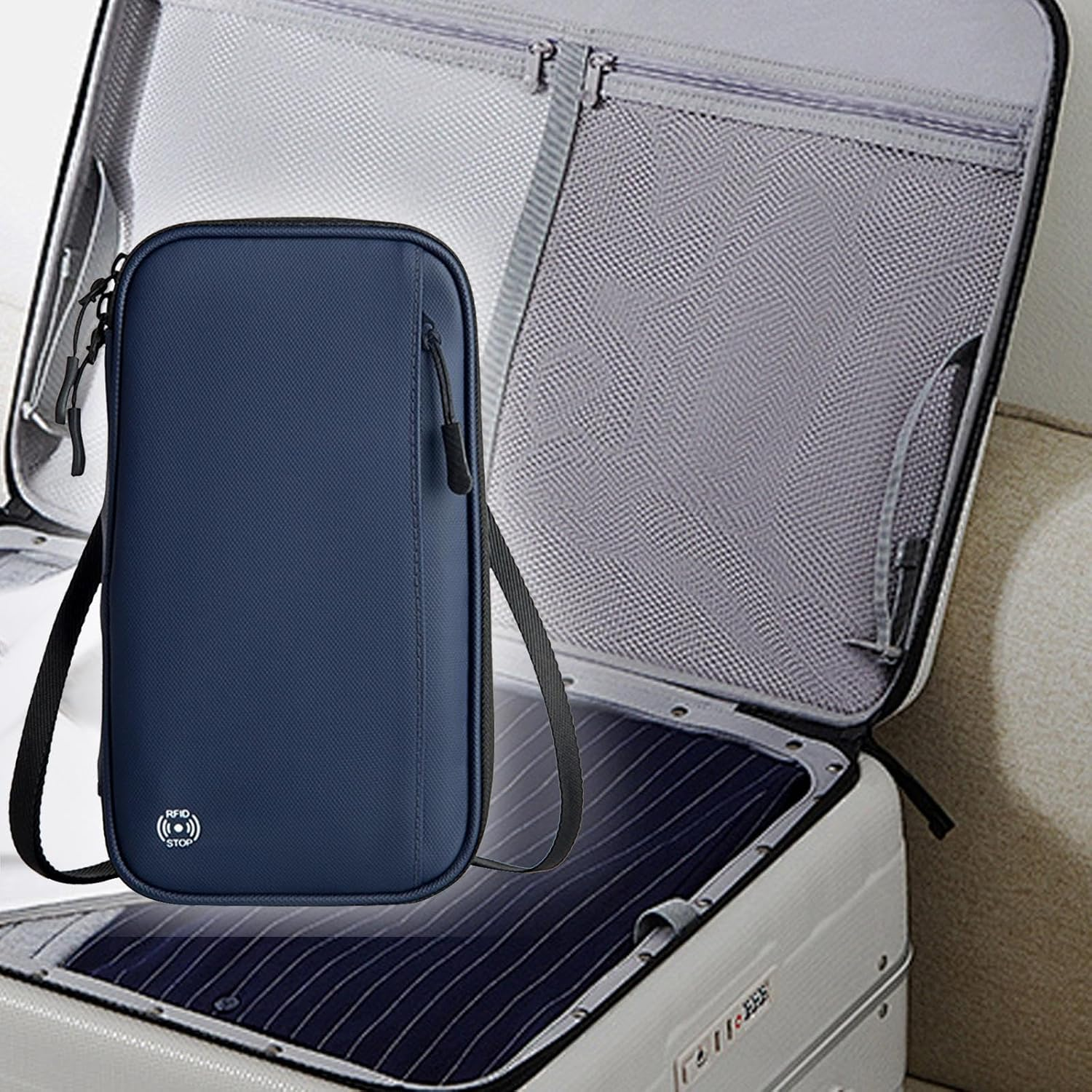 Asrmyjcx Passport Wallet Document Organizer Multi-Pocket Card Holder Portable Family Case Organizer Neck Bag for Money image number 5