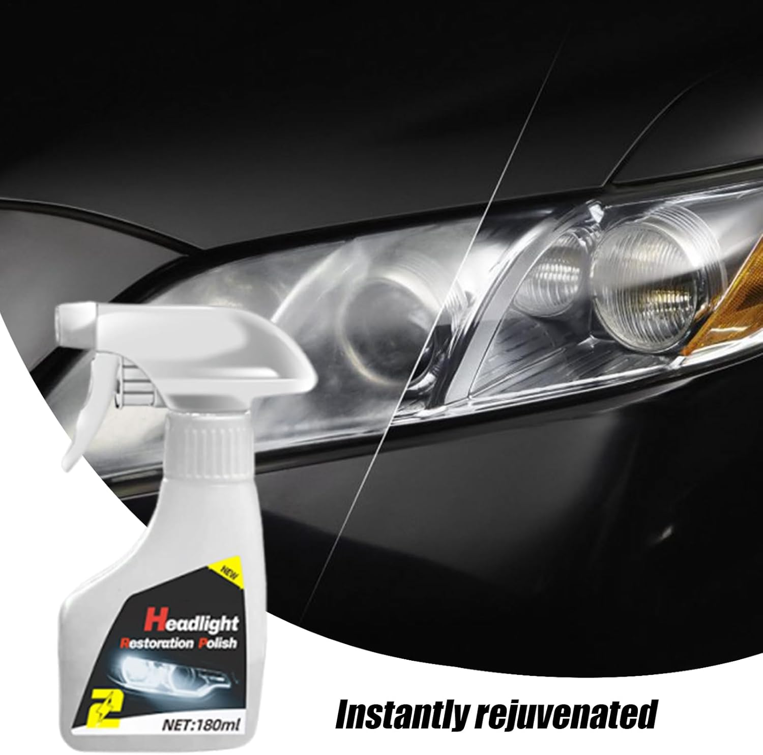 Headlight Restoration Kit, 180Ml Headlight Polishing Cleaner Coating Agent, Automotive Detailing Supplies for Yellowing Blur Recovery Road Trip Truck RV Maintenance Safe Driving image number 4