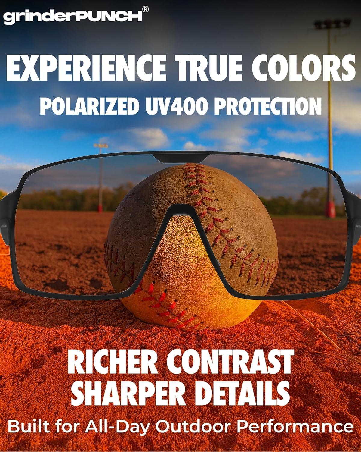 Grinderpunch Polarized Sports Sunglasses Men Women Cycling Running Baseball Golf Cricket UV Protection Sun Glasses - Polarized Black image number 7